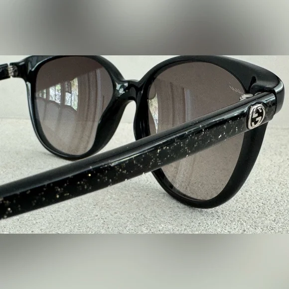 GUCCI GG 3633/S Black Oversized Silver Shimmer Cat Eye Sunglasses + Case & Cloth - Picture 8 of 8
